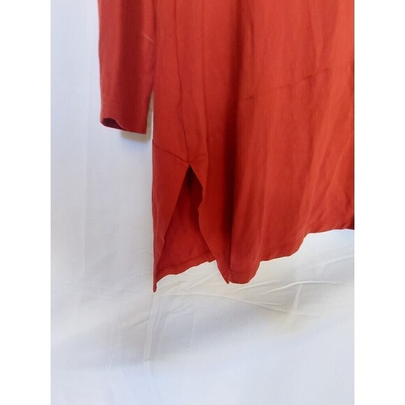 Eileen fisher long sleeve tunic asymmetrical top flowy orange size large - Picture 8 of 10